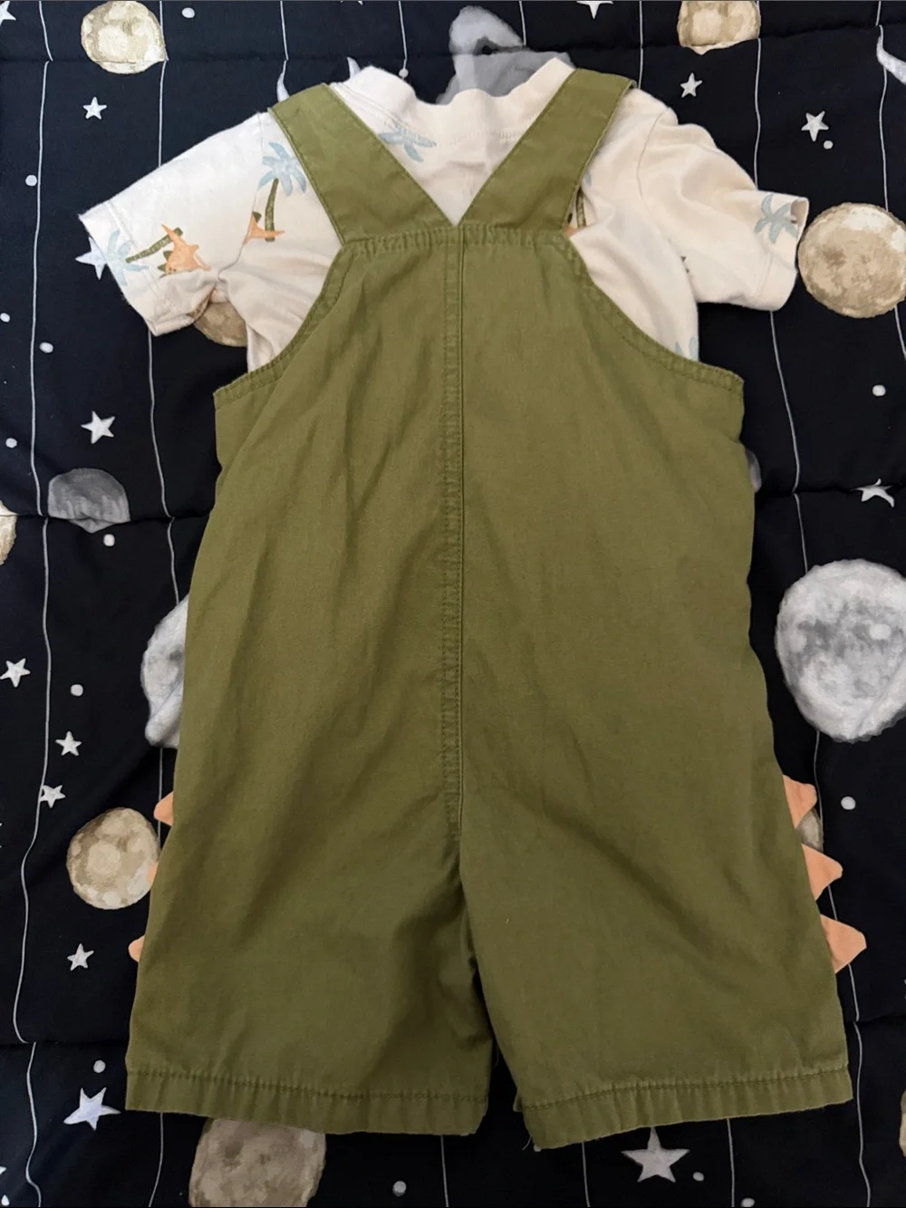 Carter's Olive Green Toddler Dinosaur Spike Overalls